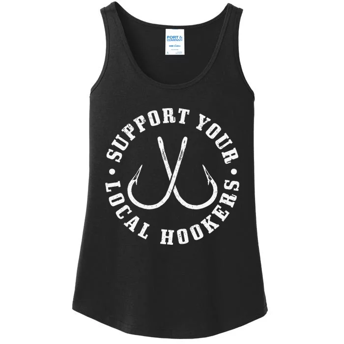 Cute Support Your Local Hookers Fisherman Fish Funny Fishing Ladies Essential Tank