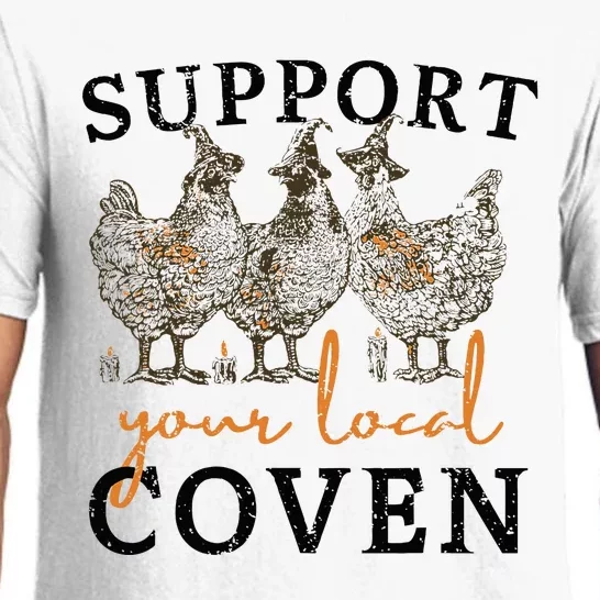 Chicken Support Your Local Coven Witch Girl Farm Lover Pajama Set