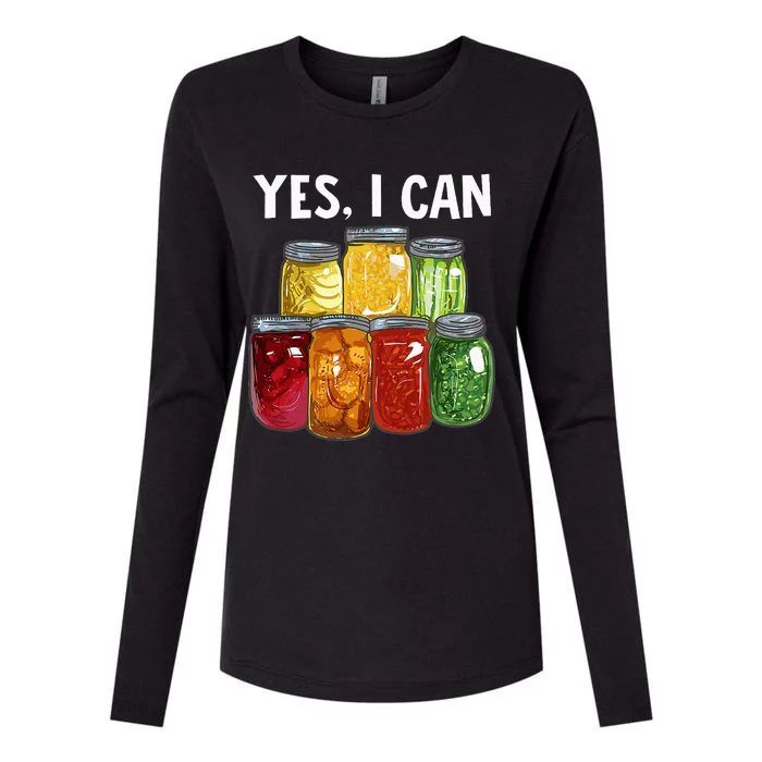 Canning Season Yes I Can Jar Pickling Preserving Food Canner Womens Cotton Relaxed Long Sleeve T-Shirt