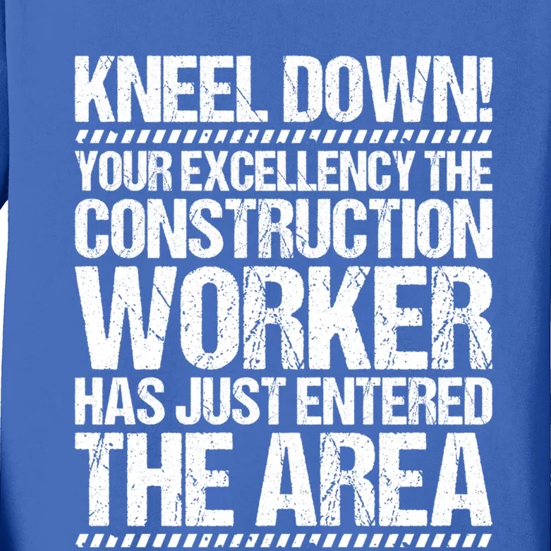 Construction Site Your Excellency Construction Worker Gift Kids Long Sleeve Shirt