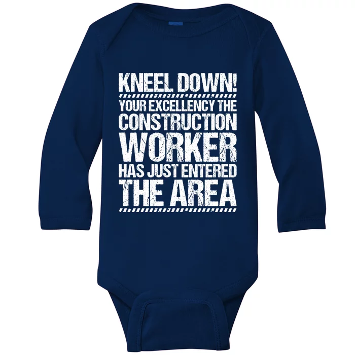 Construction Site Your Excellency Construction Worker Gift Baby Long Sleeve Bodysuit