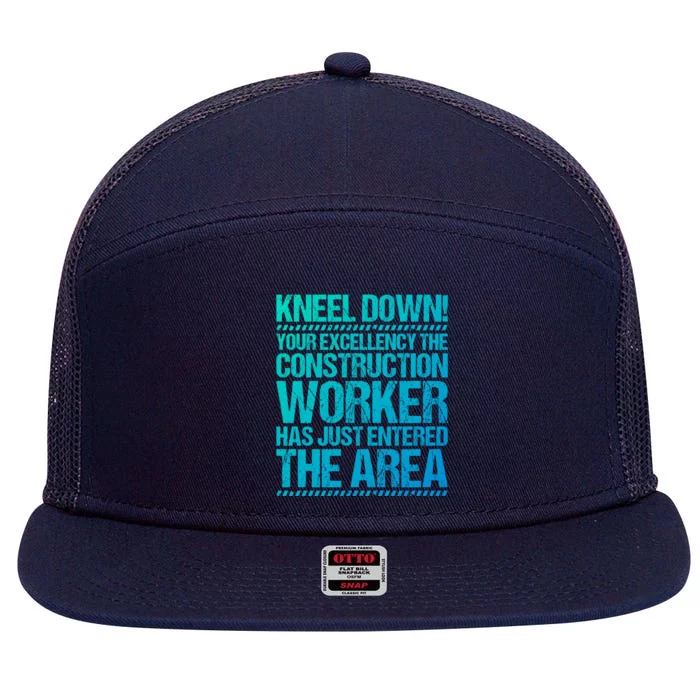 Construction Site Your Excellency Construction Worker Gift 7 Panel Mesh Trucker Snapback Hat