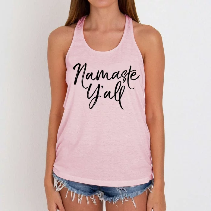 Cute Southern Yoga Quote Funny Namaste Yall Gift Women's Knotted Racerback Tank