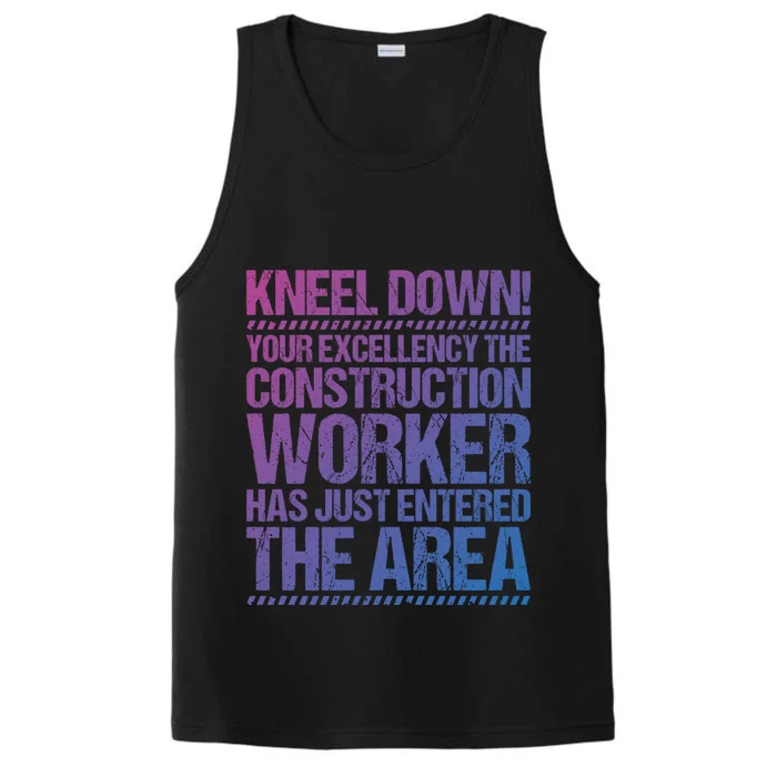 Construction Site Your Excellency Construction Worker Gift Performance Tank