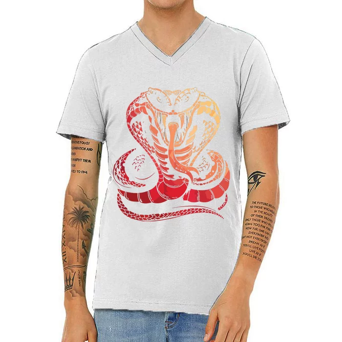 Cobra Snake Zoo Reptile Snake V-Neck T-Shirt