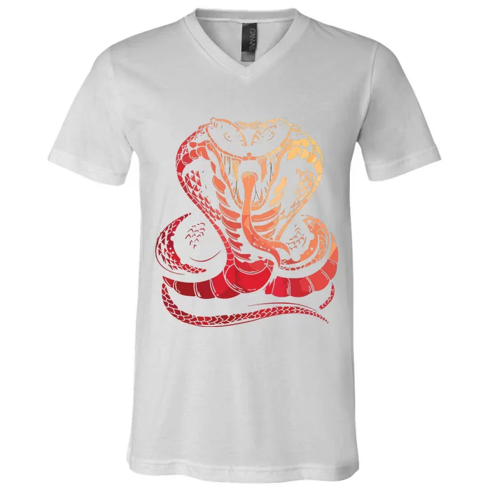 Cobra Snake Zoo Reptile Snake V-Neck T-Shirt