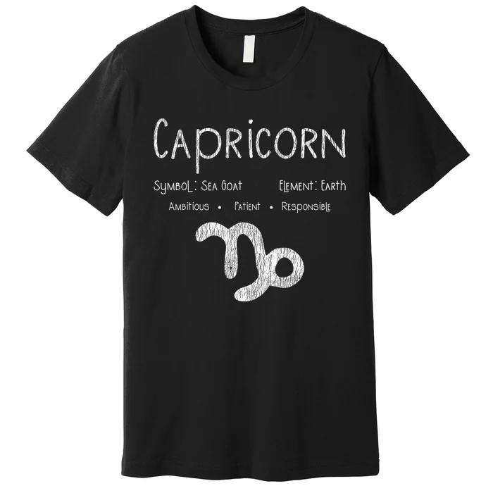 Capricorn Symbol Zodiac Astrology Art Birthday Premium T-Shirt