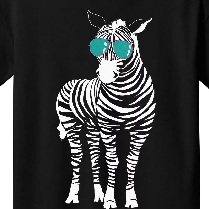 Cool Sunglasses Zebra Zookeeper Wildlife Animal Lover Kids T-Shirt