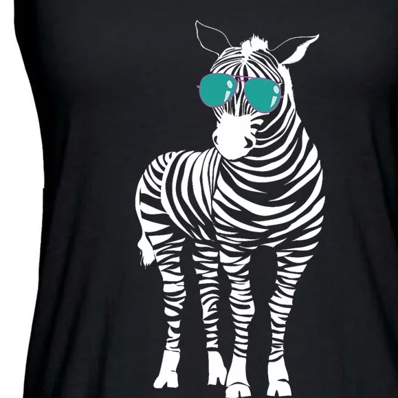 Cool Sunglasses Zebra Zookeeper Wildlife Animal Lover Ladies Essential Flowy Tank