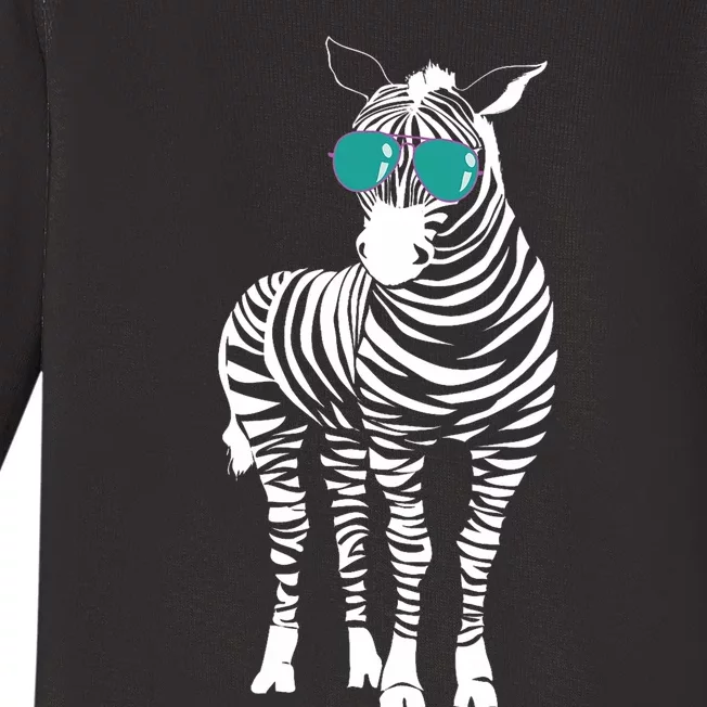 Cool Sunglasses Zebra Zookeeper Wildlife Animal Lover Baby Long Sleeve Bodysuit