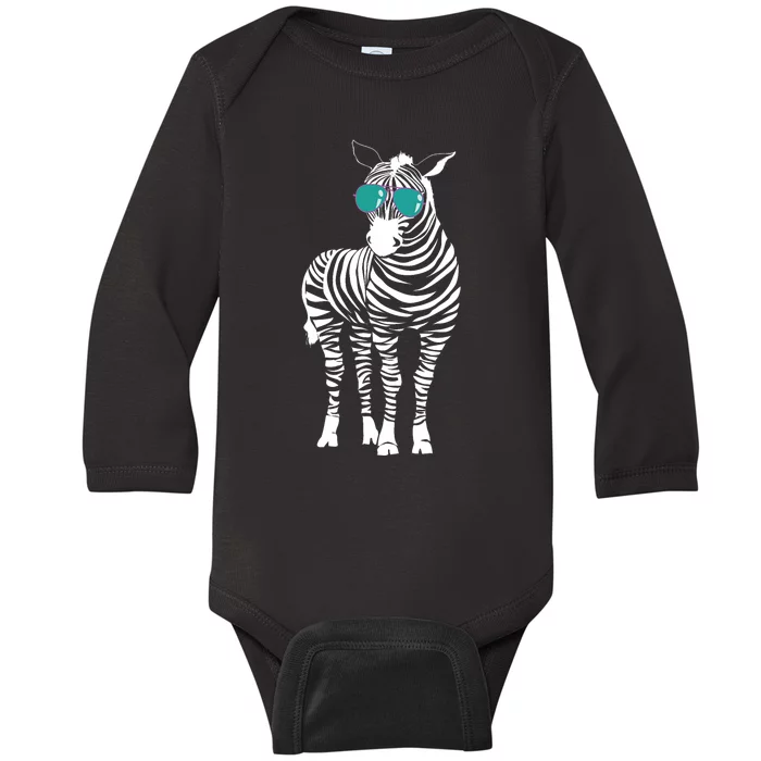 Cool Sunglasses Zebra Zookeeper Wildlife Animal Lover Baby Long Sleeve Bodysuit