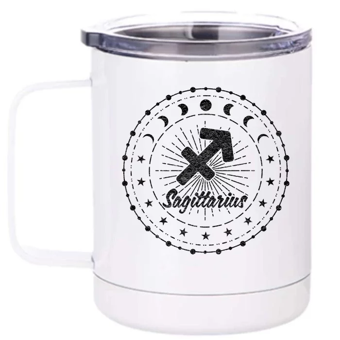 Celestial Sagittarius Zodiac Symbol Gift Front & Back 12oz Stainless Steel Tumbler Cup