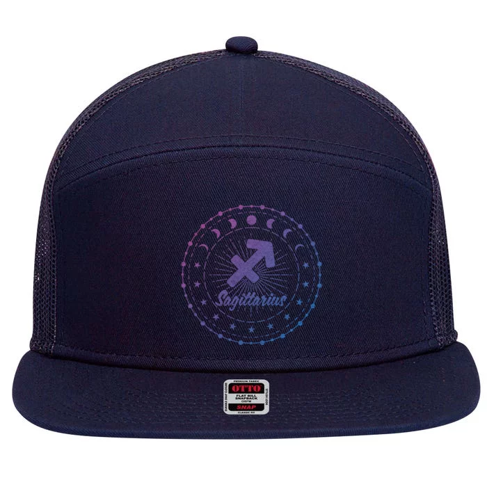 Celestial Sagittarius Zodiac Symbol Gift 7 Panel Mesh Trucker Snapback Hat