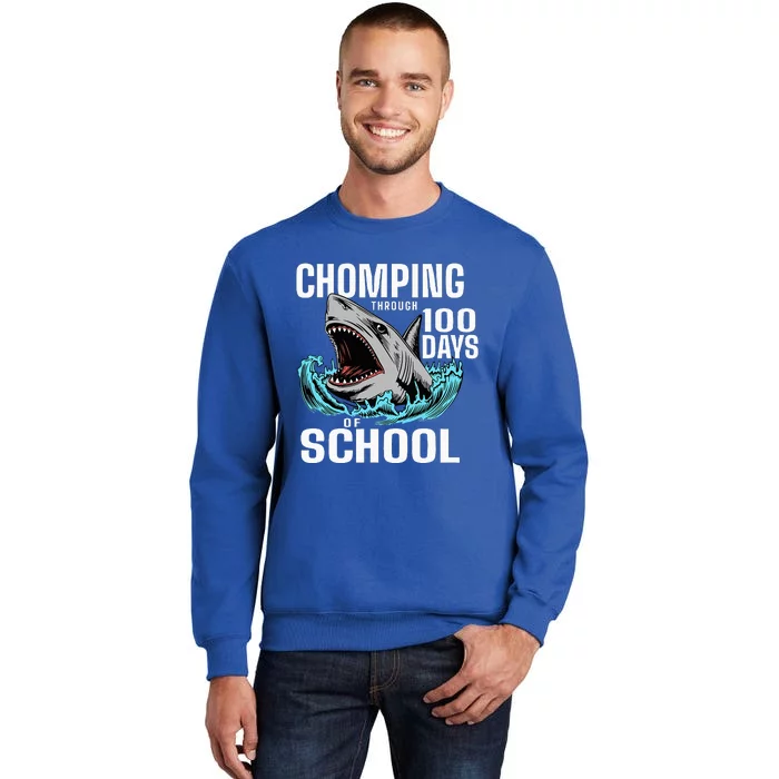 Chomping Through 100 Days Of School Shark Tall Sweatshirt