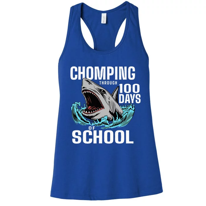 Chomping Through 100 Days Of School Shark Women's Racerback Tank