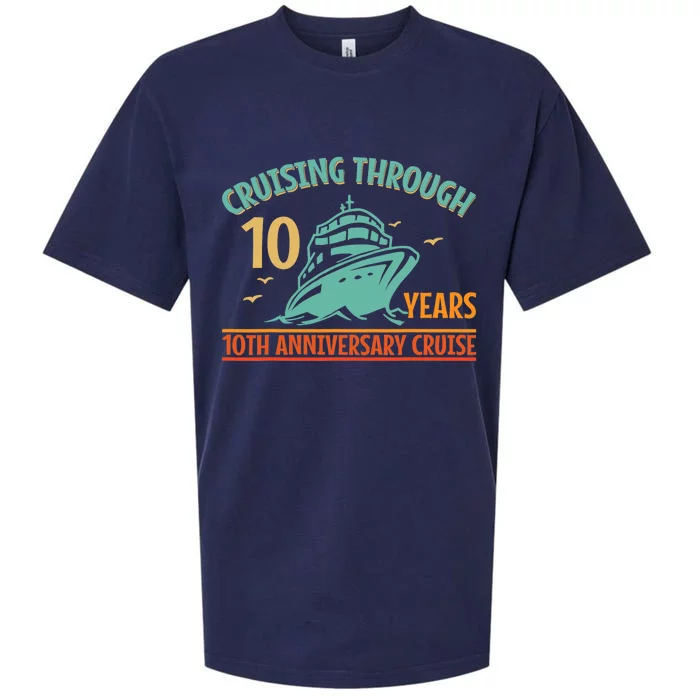 Cruising Through 10 Years 10Th Anniversary Couple Cruise Sueded Cloud Jersey T-Shirt