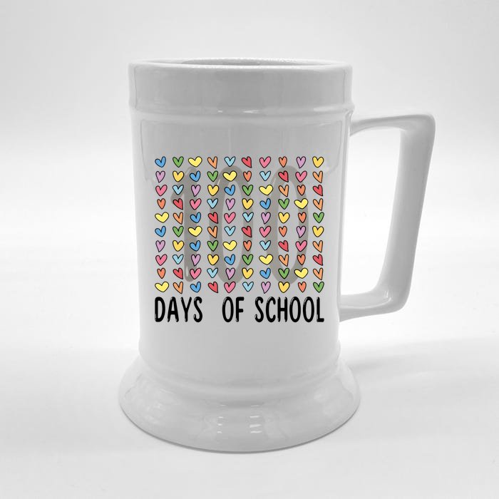 Cute Teacher 100 Days Of School Hearts Front & Back Beer Stein