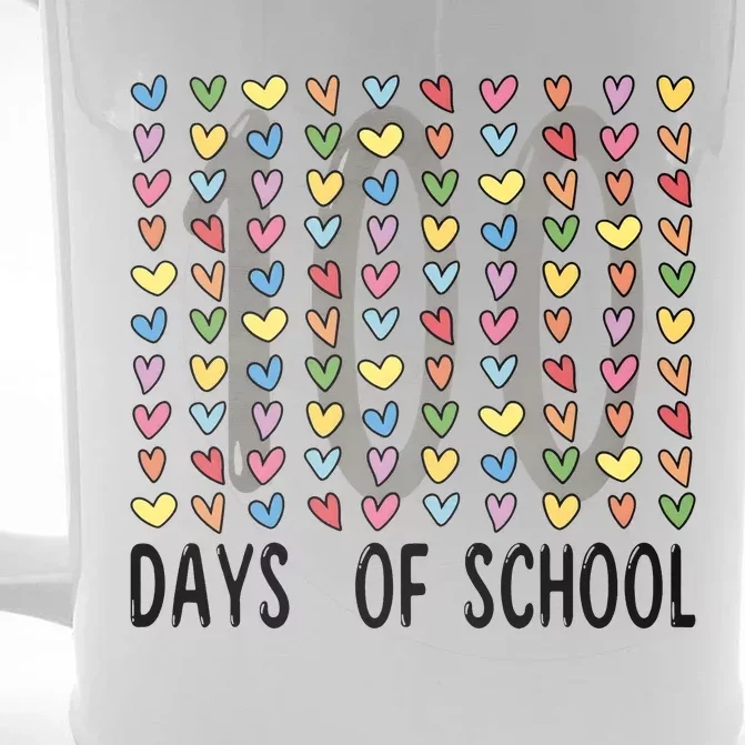 Cute Teacher 100 Days Of School Hearts Front & Back Beer Stein