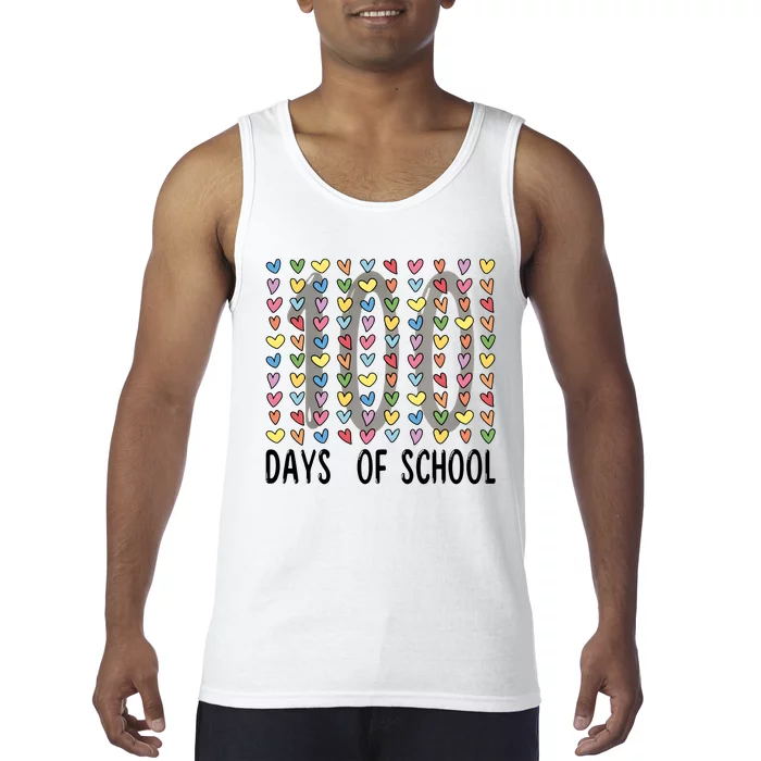 Cute Teacher 100 Days Of School Hearts Tank Top