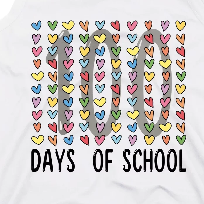 Cute Teacher 100 Days Of School Hearts Tank Top