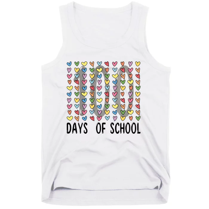 Cute Teacher 100 Days Of School Hearts Tank Top