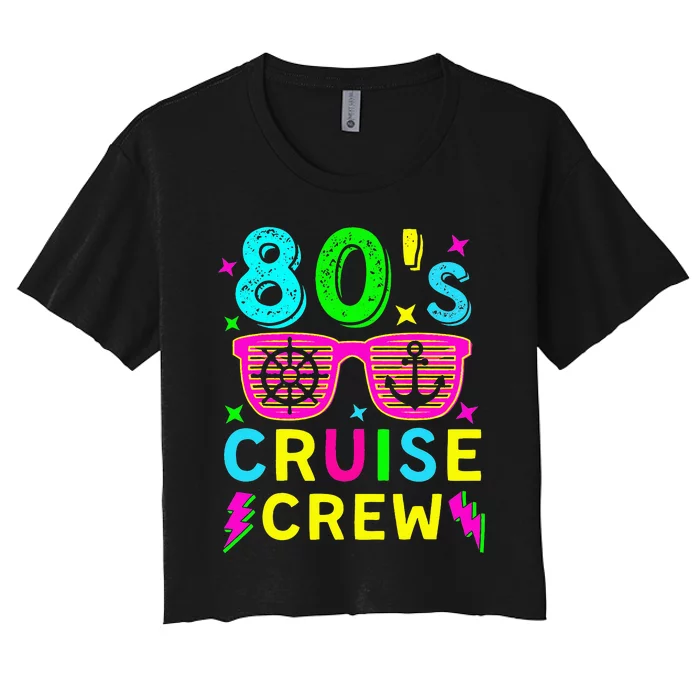 Cruising Trip 1980s Retro Style Costume 80's Cruise Crew Women's Crop Top Tee