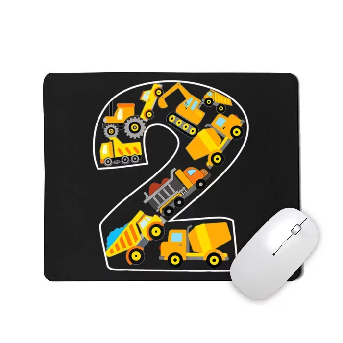 Construction Truck 2nd Birthday 2 Years Old Digger Builder Mousepad