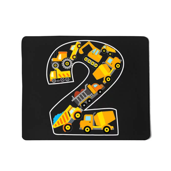 Construction Truck 2nd Birthday 2 Years Old Digger Builder Mousepad