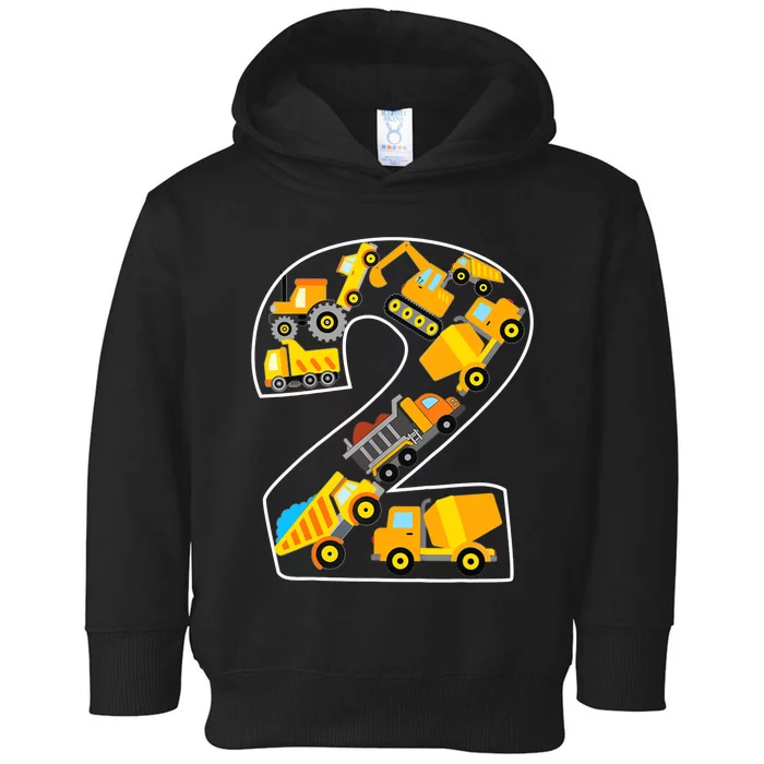 Construction Truck 2nd Birthday 2 Years Old Digger Builder Toddler Hoodie