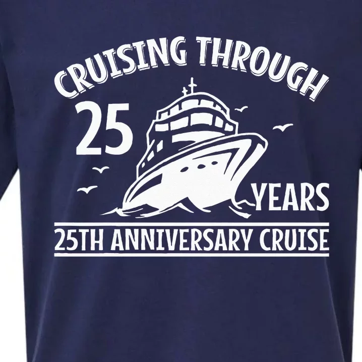 Cruising Through 25 Years 25Th Anniversary Couple Cruise Sueded Cloud Jersey T-Shirt