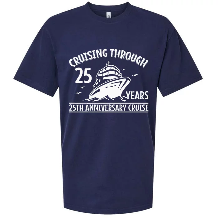 Cruising Through 25 Years 25Th Anniversary Couple Cruise Sueded Cloud Jersey T-Shirt