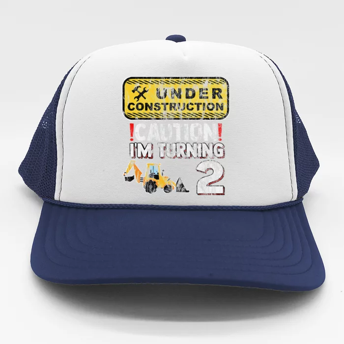 Construction Truck 2nd Birthday 2 Years Old Digger Builder Trucker Hat