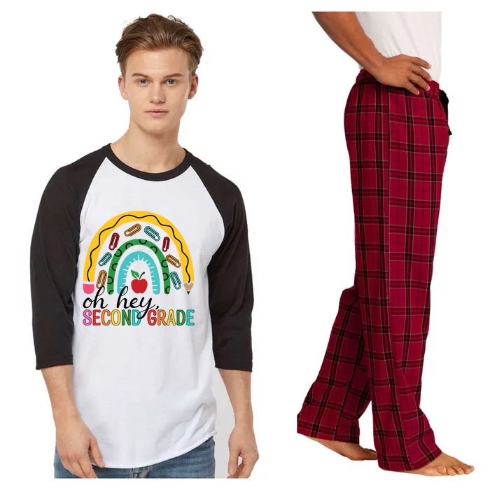 Cute Teacher 2Nd Grade Team Oh Hey Second Grade Rainbow Gift Raglan Sleeve Pajama Set