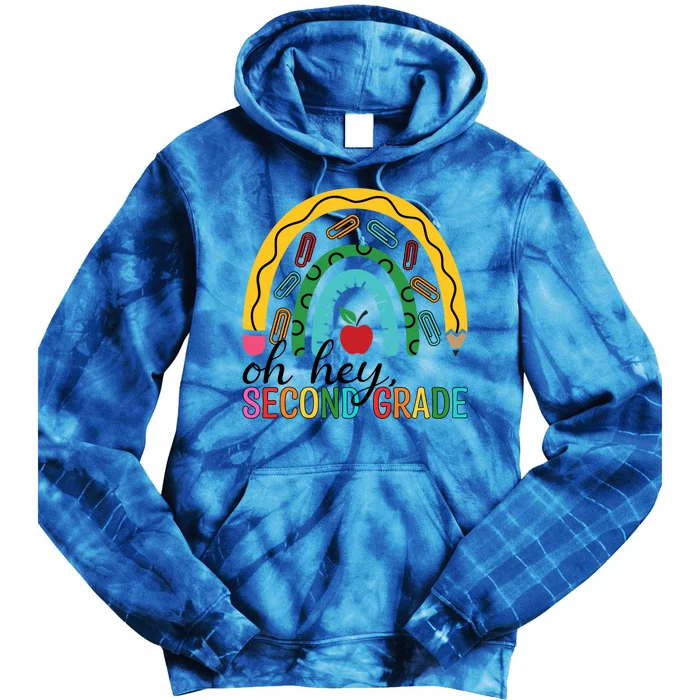 Cute Teacher 2Nd Grade Team Oh Hey Second Grade Rainbow Gift Tie Dye Hoodie