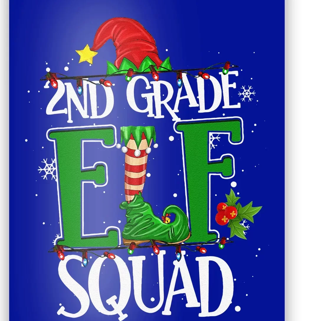 Christmas Teacher 2nd Grade Elf Squad Xmas Lights Pajamas Poster