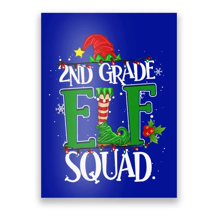 Christmas Teacher 2nd Grade Elf Squad Xmas Lights Pajamas Poster