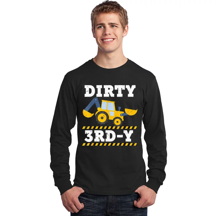 Construction Truck 3rd Birthday Excavator 3 Digger Long Sleeve Shirt