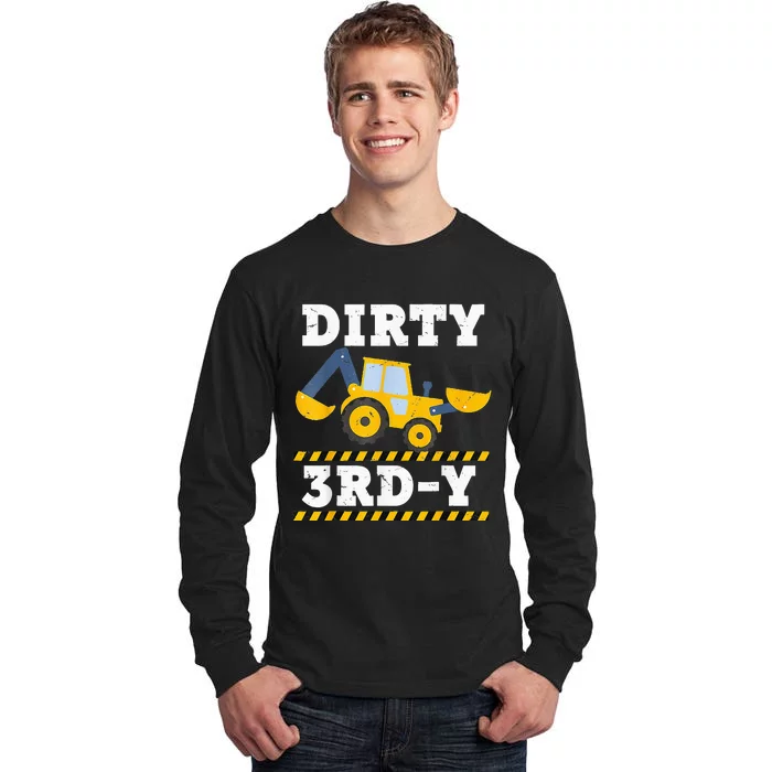 Construction Truck 3rd Birthday Excavator 3 Digger Tall Long Sleeve T-Shirt