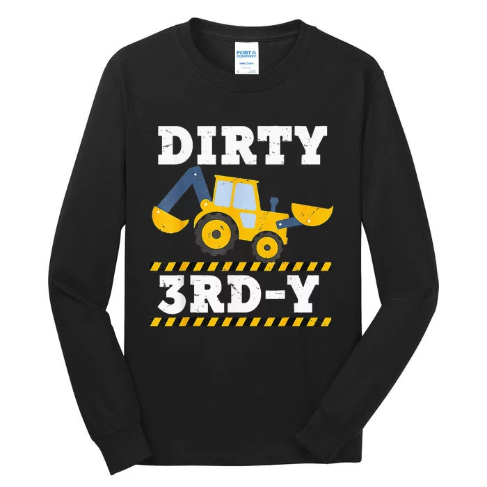 Construction Truck 3rd Birthday Excavator 3 Digger Tall Long Sleeve T-Shirt