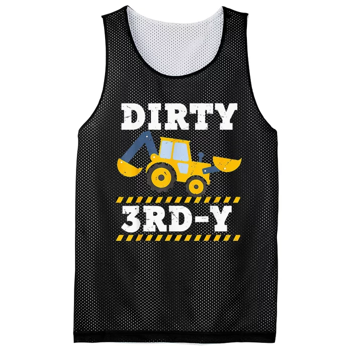 Construction Truck 3rd Birthday Excavator 3 Digger Mesh Reversible Basketball Jersey Tank