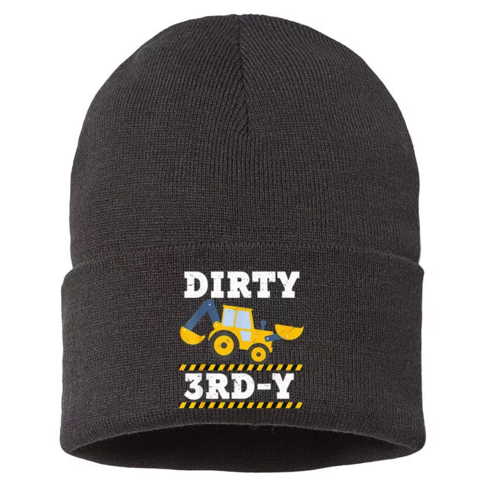 Construction Truck 3rd Birthday Excavator 3 Digger Sustainable Knit Beanie