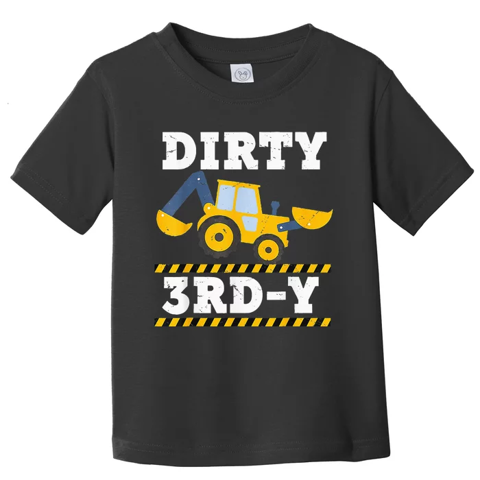 Construction Truck 3rd Birthday Excavator 3 Digger Toddler T-Shirt