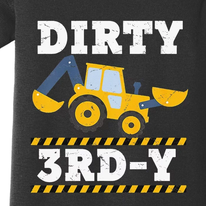 Construction Truck 3rd Birthday Excavator 3 Digger Baby Bodysuit