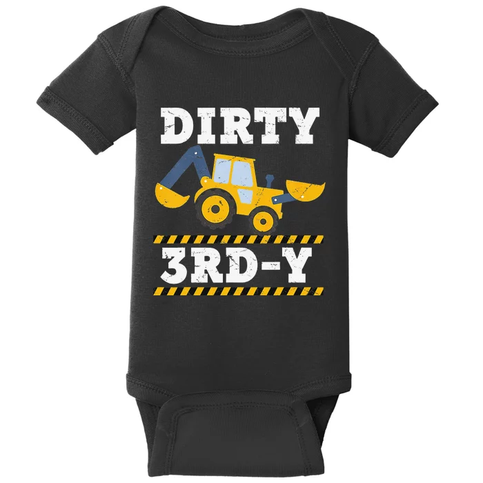 Construction Truck 3rd Birthday Excavator 3 Digger Baby Bodysuit