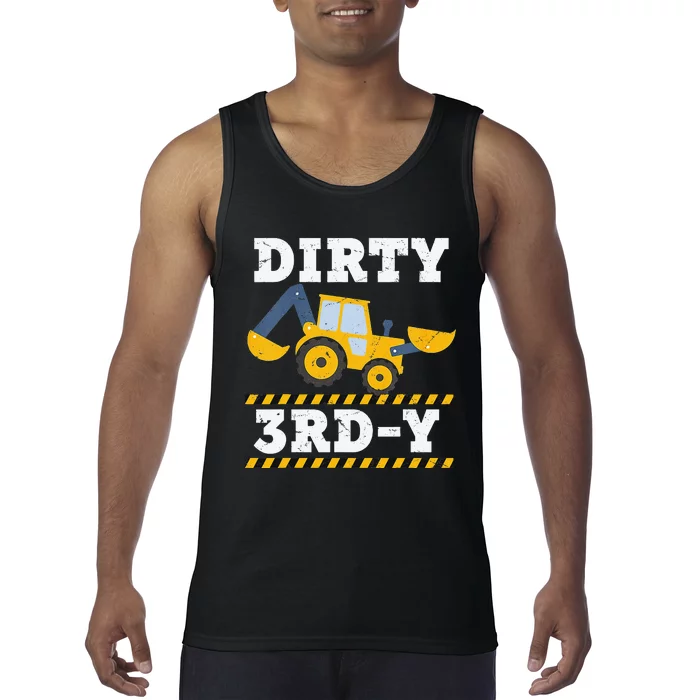 Construction Truck 3rd Birthday Excavator 3 Digger Tank Top