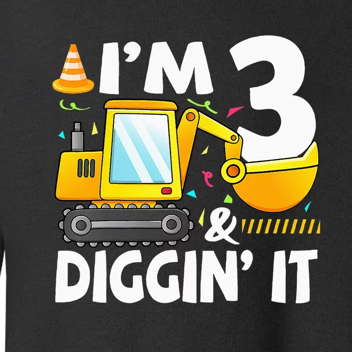 Construction Truck 3rd Birthday 3 Three Excavator Digger Toddler Sweatshirt