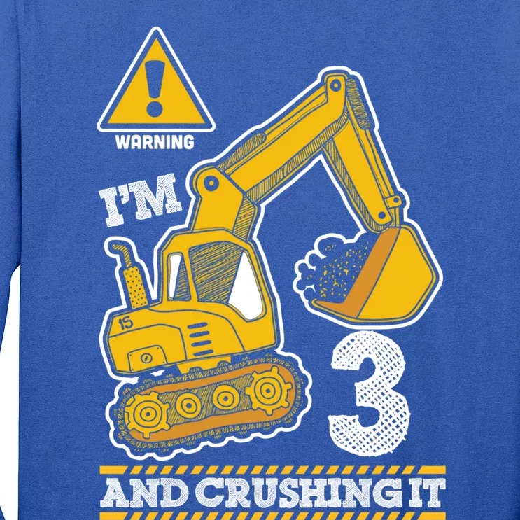 Construction Truck 3rd Birthday 3 Years Old Digger Builder Cute Gift Long Sleeve Shirt