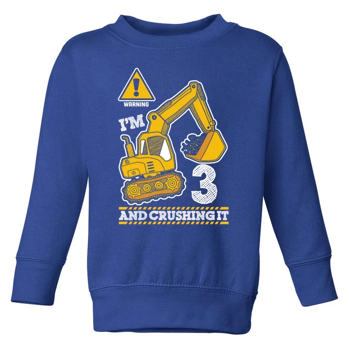 Construction Truck 3rd Birthday 3 Years Old Digger Builder Cute Gift Toddler Sweatshirt