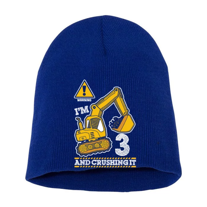 Construction Truck 3rd Birthday 3 Years Old Digger Builder Cute Gift Short Acrylic Beanie