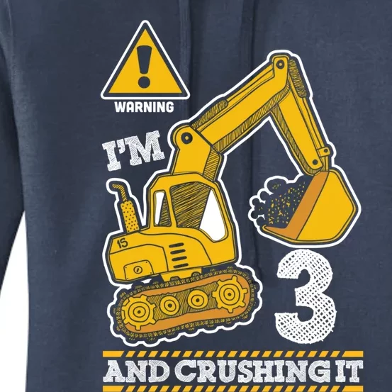 Construction Truck 3rd Birthday 3 Years Old Digger Builder Cute Gift Women's Pullover Hoodie